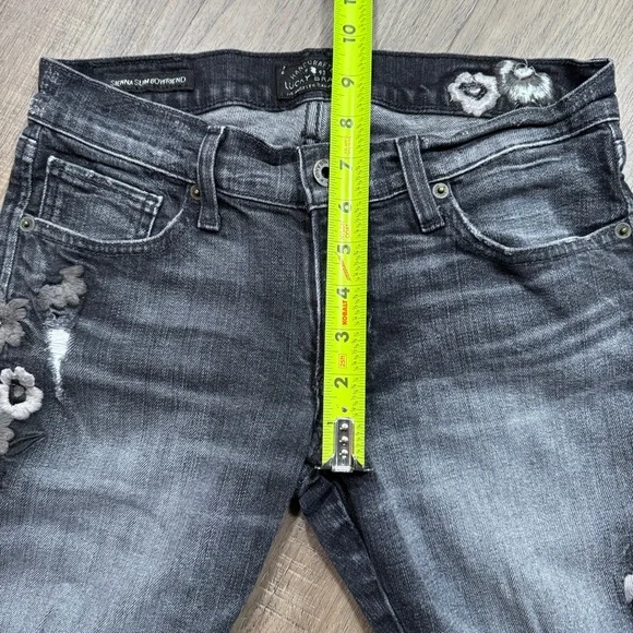 Lucky Brand Sienna Slim Boyfriend Dar Gray Distressed Jeans - Size 0 - Picture 8 of 15